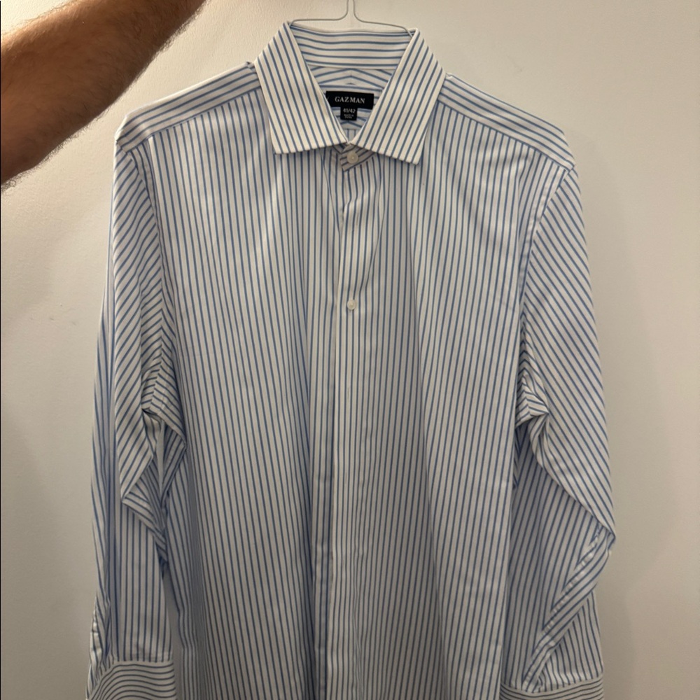 Gazman white with a blue stripe tailored dress shirt Size 41/42